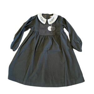 Pointy Girl embroidered Collar Bib Dress  Olive dress Nou Nelle size 7 T.